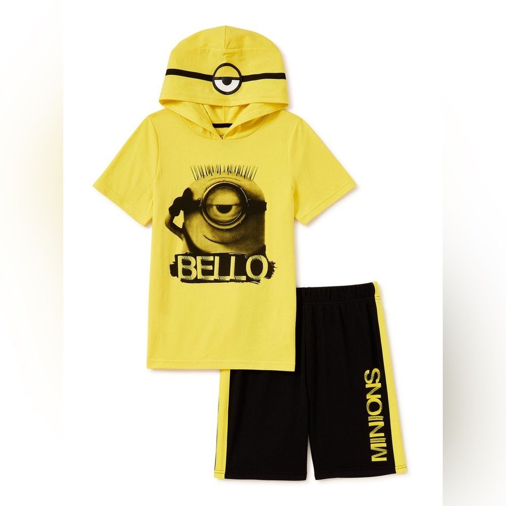 Minions Boys Hoodie T-Shirt & Shorts Matching Set Size 6
